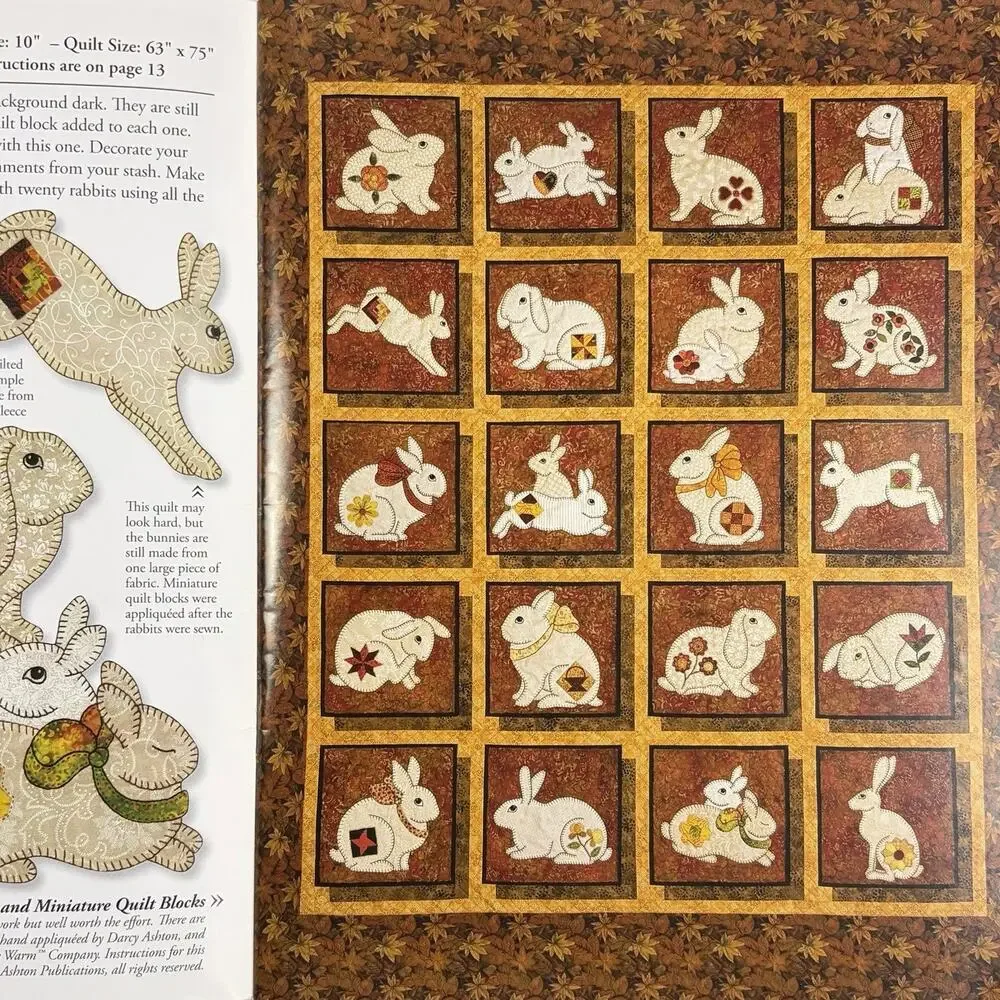 Bunnies & More Quilt Pattern Book Darcy Ashton Appliques Quilting Bunny Rabbit
